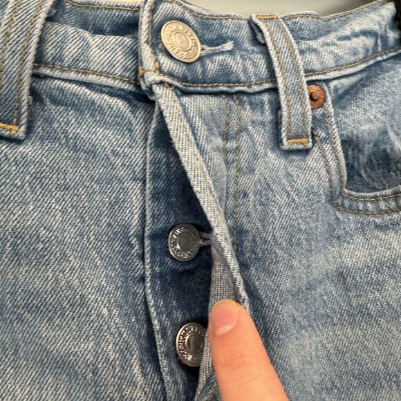 Levi's Jeans Wedgie Straight Button Fly Distressed Medium Wash Denim Women sz 25 - Picture 5 of 13